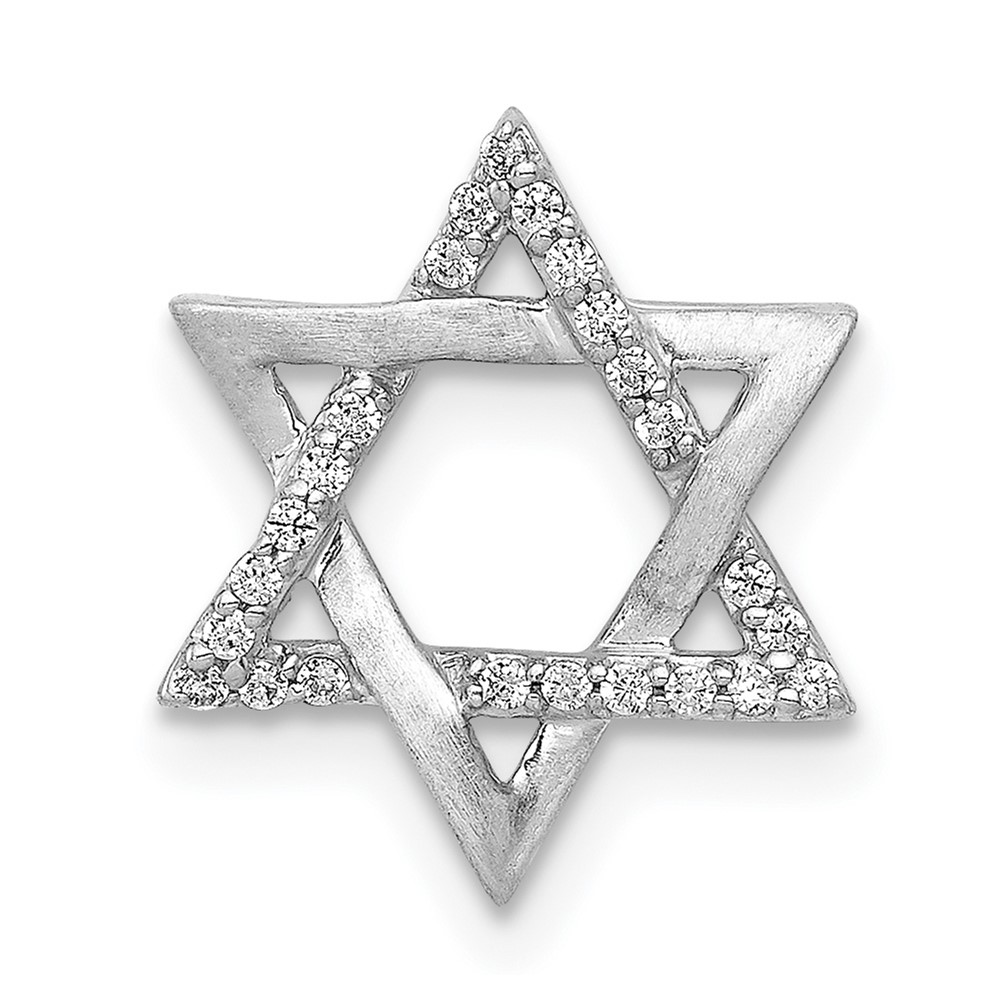 PM3937-010-WA.jpg 14k White Gold 1/10 carat Diamond Star of David Chain Slide - Image 1