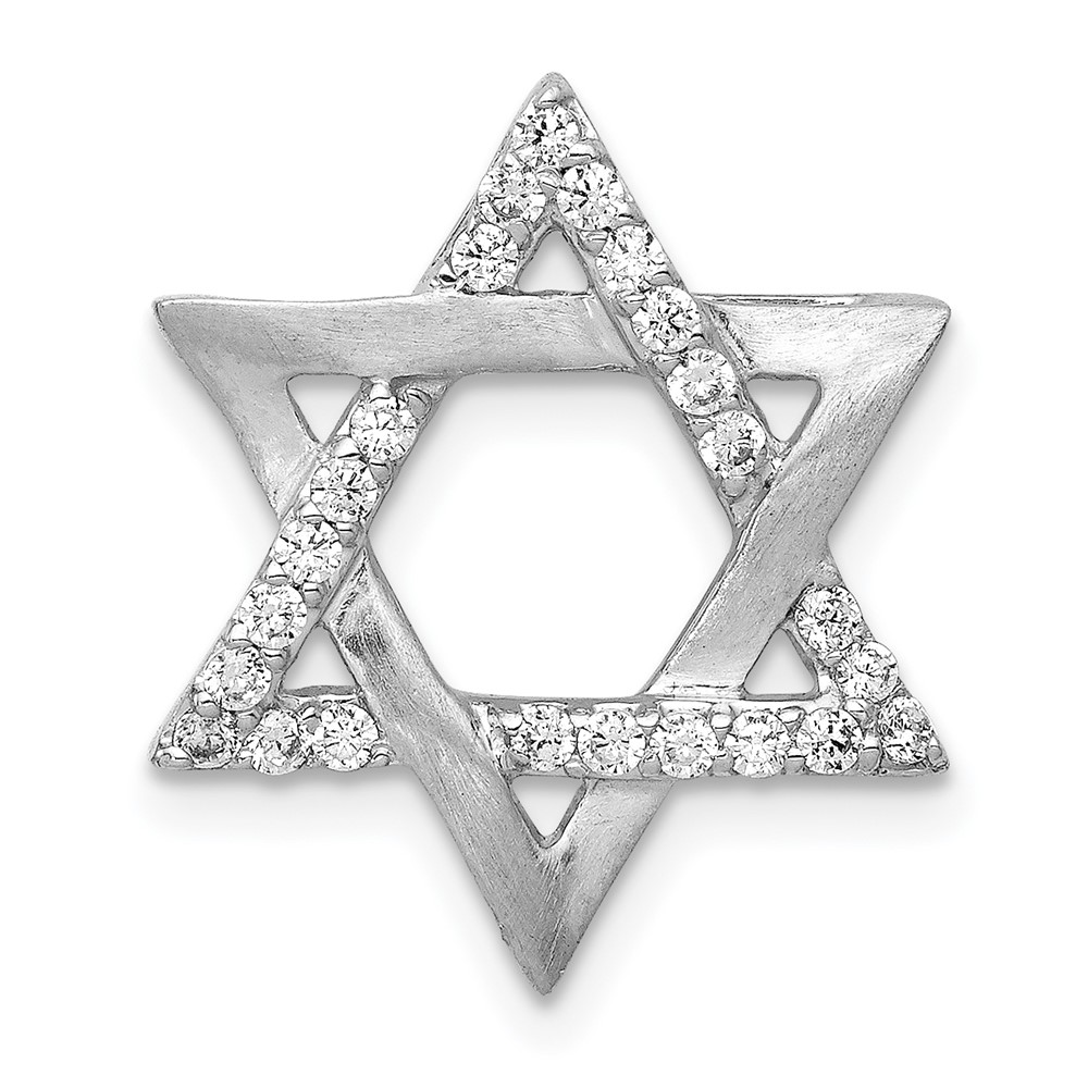 PM3937-025-WA.jpg 14k White Gold 1/4 carat Diamond Star of David Chain Slide - Image 1