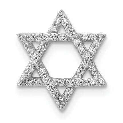 14k White Gold 1/5 carat Diamond Star of David Chain Slide