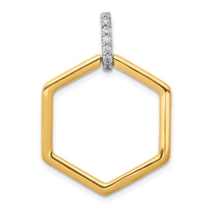 14k Two-tone 1/15 carat Diamond Fancy Hexagon Pendant