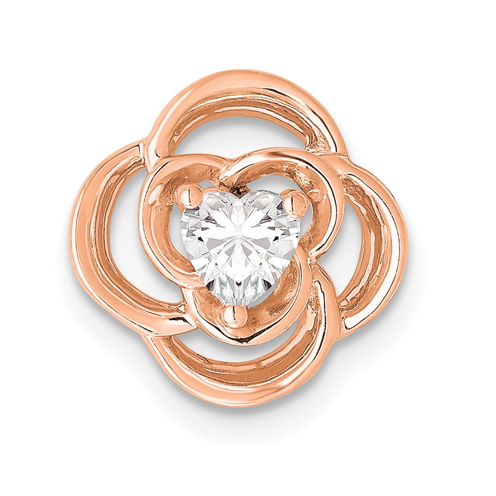 PM3976-025-RAA.jpg 14k Rose Gold 1/4 carat Lab Grown Diamond VS/SI+ G+ Complete Flower Chain Slide Pendant - Image 1