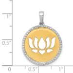 14k Two-tone Diamond Lotus Flower Pendant - Image 4