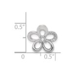 14k White Gold 1/20 carat Diamond Round Petal Flower Chain Slide - Image 4