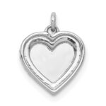 14k White Gold 1/10 carat Diamond Fancy Polished Heart Pendant - Image 3