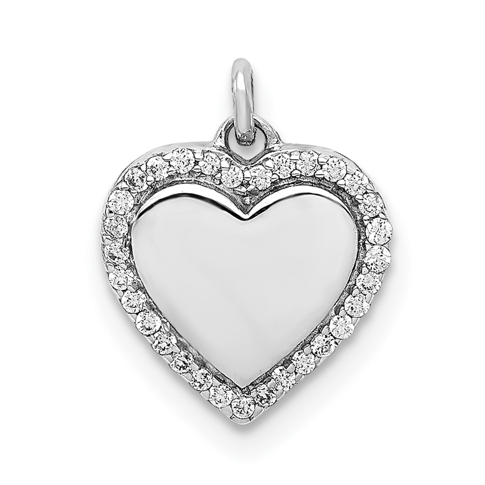 PM4001-010-WA.jpg 14k White Gold 1/10 carat Diamond Fancy Polished Heart Pendant - Image 1