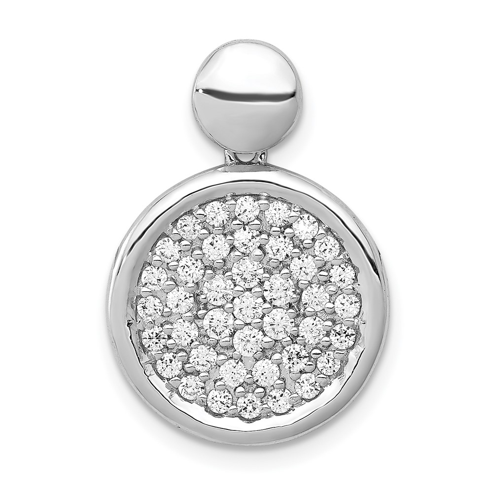 PM4016-050-WA.jpg 14k White Gold 1/2 carat Diamond Pave Fancy Circle Pendant - Image 1