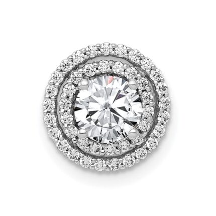 14k White Gold Holds 5.2mm Center 1/5 carat Diamond Semi-mount Halo Chain Slide