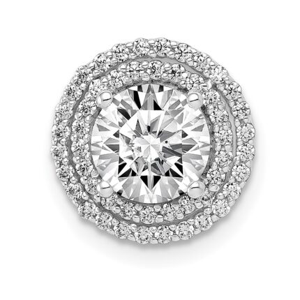 14k White Gold Holds 6.5mm Center 1/4 carat Diamond Semi-mount Halo Chain Slide