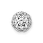 14k White Gold Holds 5.2mm Center 1/10 carat Diamond Semi-mount Halo Chain Slide