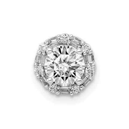 14k White Gold Holds 5.2mm Center 1/10 carat Diamond Semi-mount Halo Chain Slide