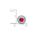 14k White Gold Diamond and .38 Ruby Cabochon Halo Chain Slide - Image 4