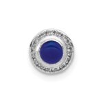 14k White Gold Diamond and .47 Sapphire Cabochon Halo Chain Slide