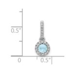 14k White Gold Diamond and 3.7mm Round Cabochon Aquamarine Halo Pendant - Image 2
