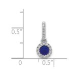14k White Gold Diamond and Cabochon .47 Sapphire Halo Pendant - Image 2