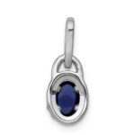 14k White Gold Diamond and Oval Cabochon Sapphire Halo Pendant - Image 3