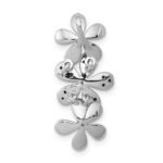 14k White Gold with Black Rhodium Diamond and Sapphire Three Flowers Chain Slide - Image 3
