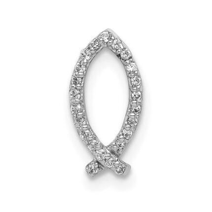 14k White Gold 1/15 carat Diamond Ichthus Fish Chain Slide