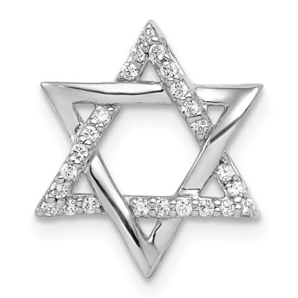 14k White Gold 1/8 carat Diamond Star of David Chain Slide