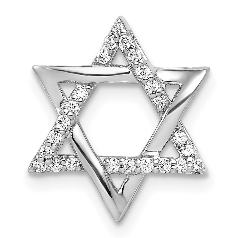 PM4065-012-WA.jpg 14k White Gold 1/8 carat Diamond Star of David Chain Slide - Image 1
