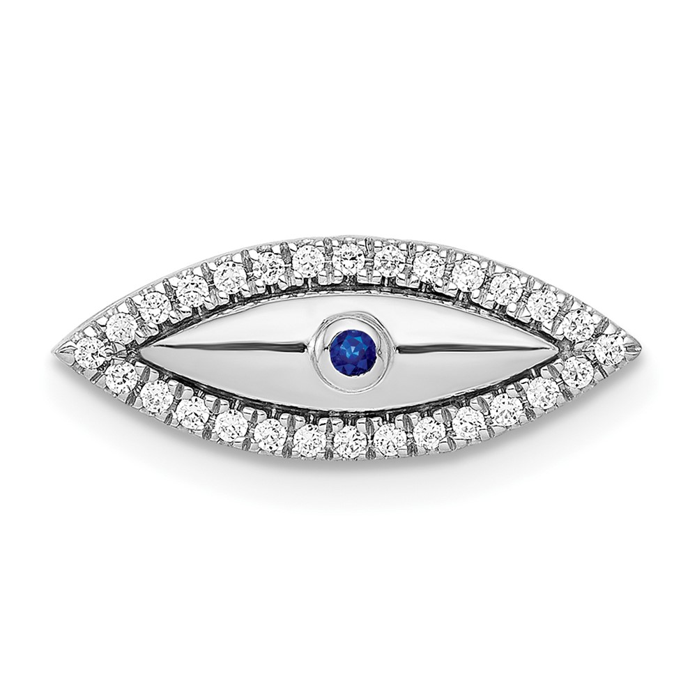 PM4079-010-WA.jpg 14k White Gold Diamond and Sapphire Evil Eye Chain Slide - Image 1