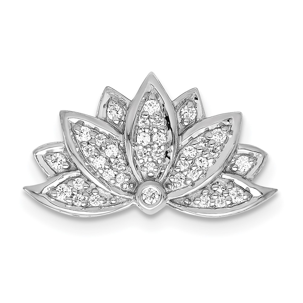 PM4086-020-WA.jpg 14k White Gold 1/5 carat Diamond Lotus Flower Chain Slide - Image 1