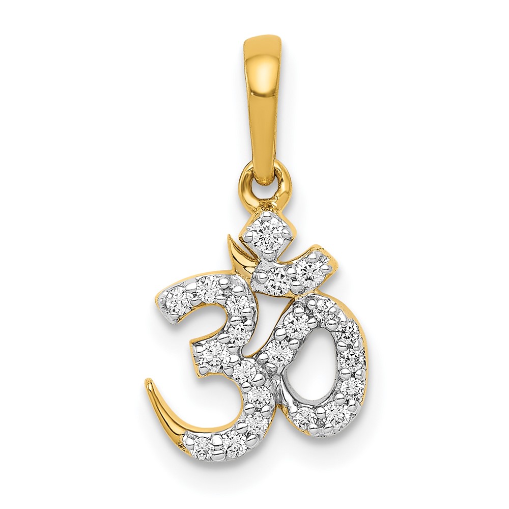 PM4091-015-YA.jpg 14k 1/6 carat Diamond Om Symbol Pendant - Image 1