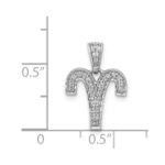 14k White Gold Diamond Aries Zodiac Pendant - Image 4