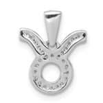 14k White Gold Diamond Taurus Zodiac Pendant - Image 3