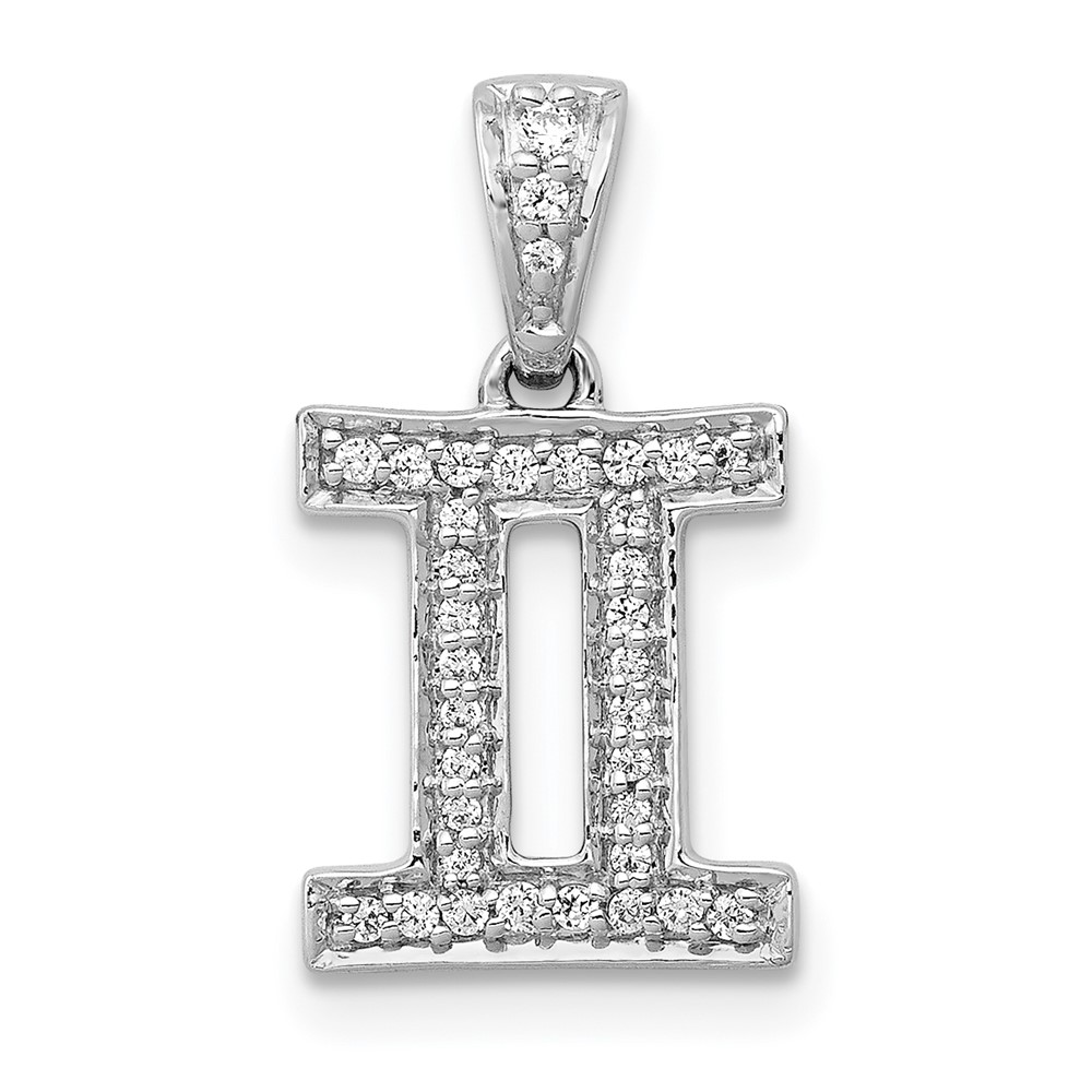 PM4104-013-WA.jpg 14k White Gold Diamond Gemini Zodiac Pendant - Image 1