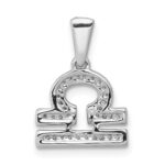 14k White Gold Diamond Libra Zodiac Pendant - Image 3