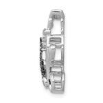 14k White Gold Black and White Diamond Big and Little Cats Chain Slide - Image 2
