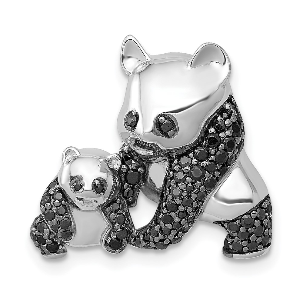 PM4120-BK-038-WA.jpg 14k White Gold 3/8 carat Black Diamond Pandas Chain Slide - Image 1