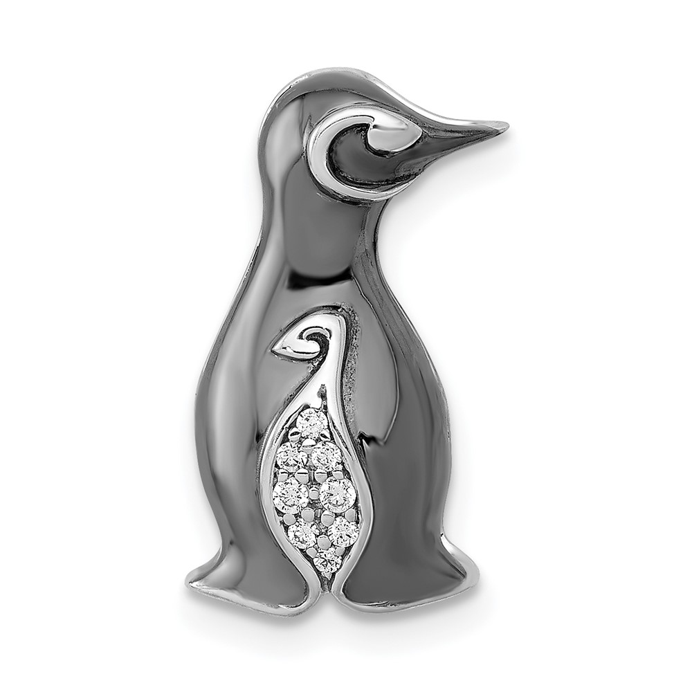 PM4121-005-WA.jpg 14k White Gold with Black Rhodium Diamond Penguin Chain Slide - Image 1