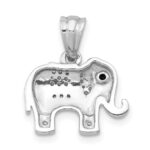 14k White Gold 1/10 carat Black and White Diamond Elephant Pendant - Image 3