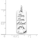 14k White Gold Polished Live Love Adopt with Cut-out Paw Dog Tag Pendant - Image 4
