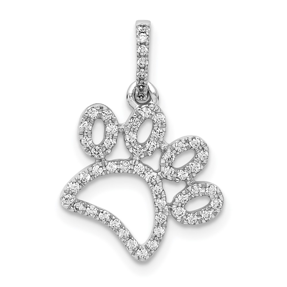 PM4127-025-WA.jpg 14k White Gold 1/4 carat Diamond Paw Print Pendant - Image 1