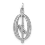 14k White Gold Diamond Bird in Cage Pendant - Image 3