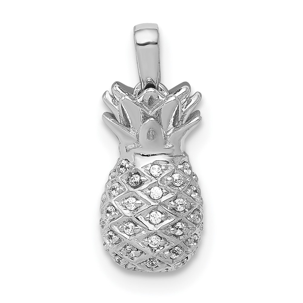 PM4132-015-WA.jpg 14k White Gold 1/6 carat Diamond Pineapple Pendant - Image 1