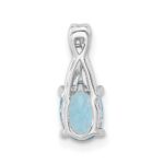14k White Gold 7x5mm Oval Blue Topaz and Diamond Pendant - Image 4