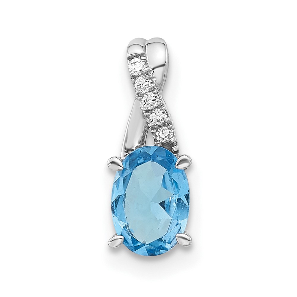 PM4235-BT-003-WA.jpg 14k White Gold 7x5mm Oval Blue Topaz and Diamond Pendant - Image 1
