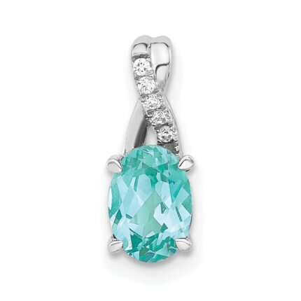 Pure Serenity 14k White Gold .03 carat Lab Grown Diamond VS/SI+ G+ and Lab Created Paraiba Teardrop Pendant