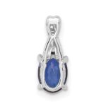 14K White Gold 7x5 Oval September/Lab Created Sapphire and Diamond Pendant - Image 3