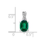 14k White Gold 7x5mm Oval Lab Created Emerald and Diamond Pendant - Image 3