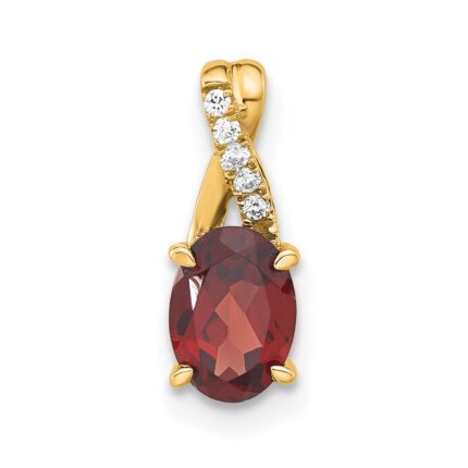 14k 7x5 Oval January/Garnet and Diamond Pendant