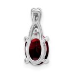 14k White Gold 7x5mm Oval Garnet and Diamond Pendant - Image 4