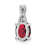 14k White Gold 7x5mm Oval Lab Created Ruby and Diamond Pendant - Image 4