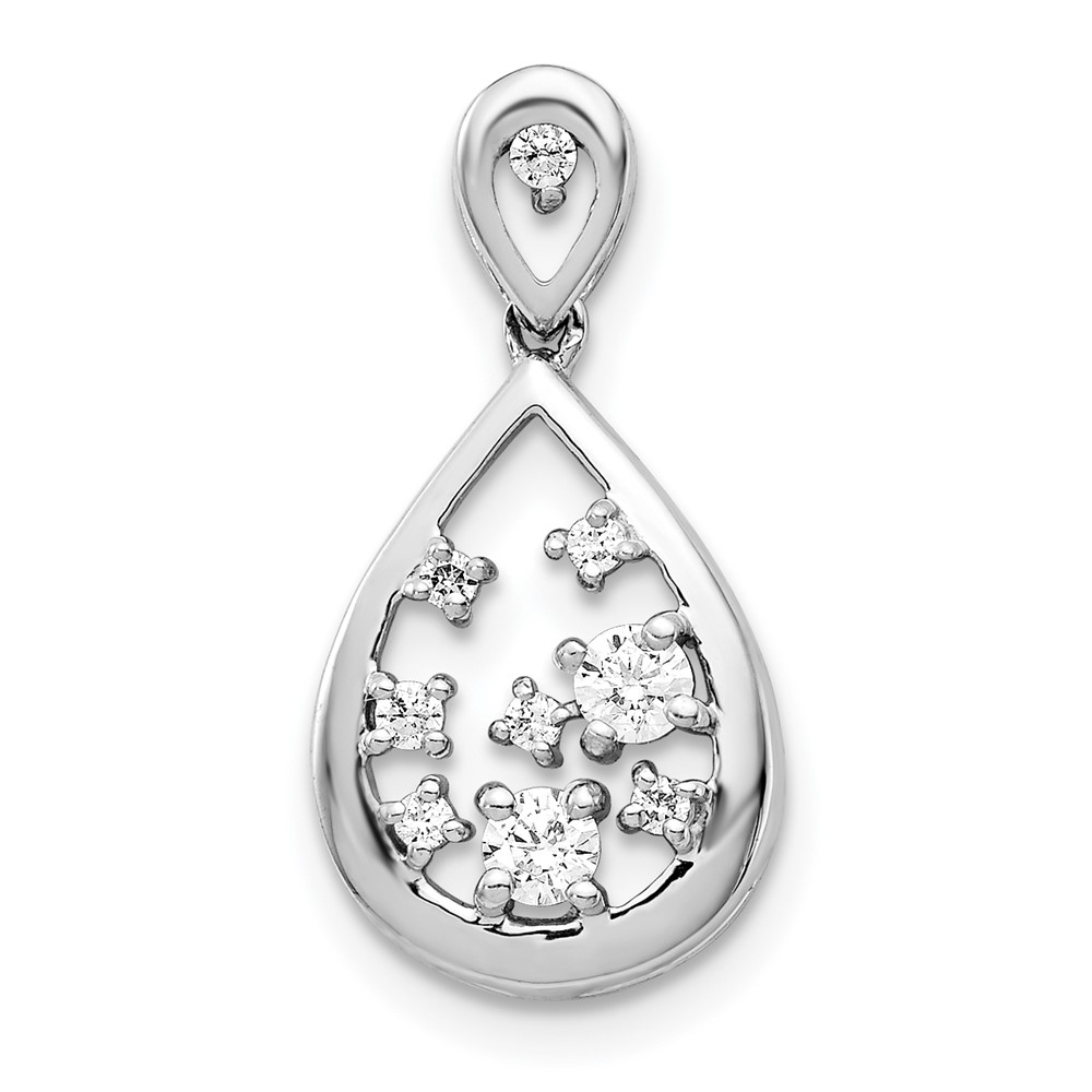 PM4385-020-WA.jpg 14k White Gold 1/5 carat Lab Grown Diamond VS/SI+ G+ Complete Cluster Double Teardrop Pendant - Image 1