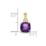 10k Checkerboard Amethyst and Diamond Pendant - Image 3