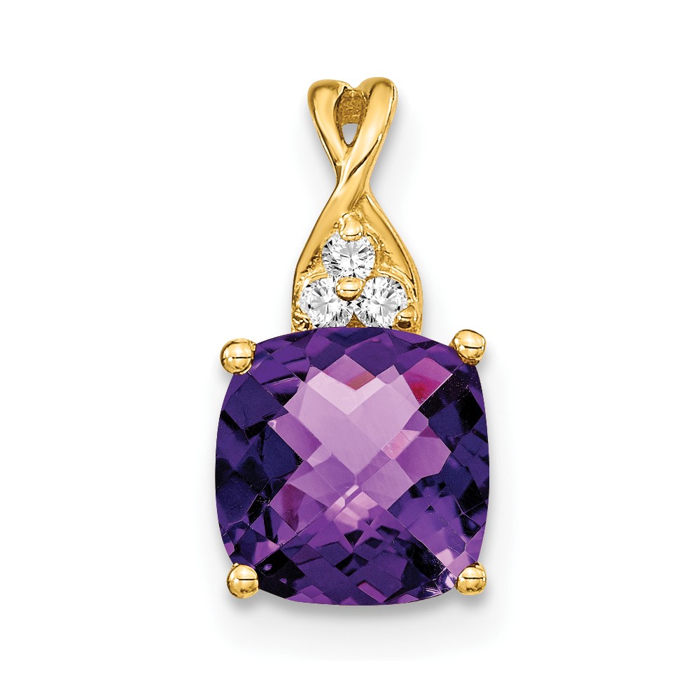 PM4393-AM-003-1YA.jpg 10k Checkerboard Amethyst and Diamond Pendant - Image 1