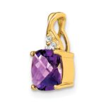 14k 7mm Cushion Checkerboard February/Amethyst and Diamond Pendant - Image 5